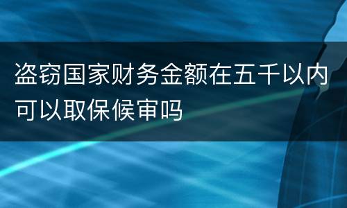 盗窃国家财务金额在五千以内可以取保候审吗