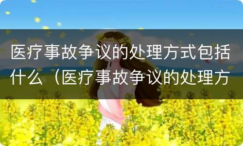 医疗事故争议的处理方式包括什么（医疗事故争议的处理方式包括什么内容）