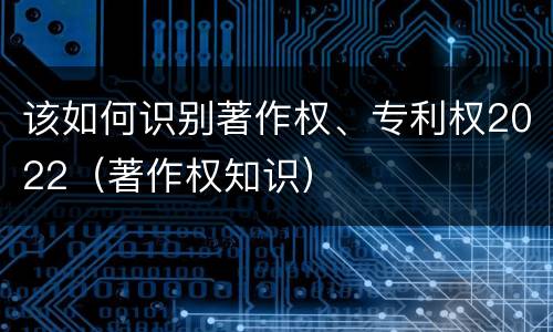 该如何识别著作权、专利权2022（著作权知识）