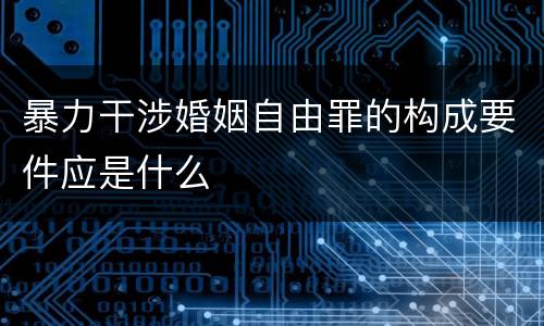 暴力干涉婚姻自由罪的构成要件应是什么