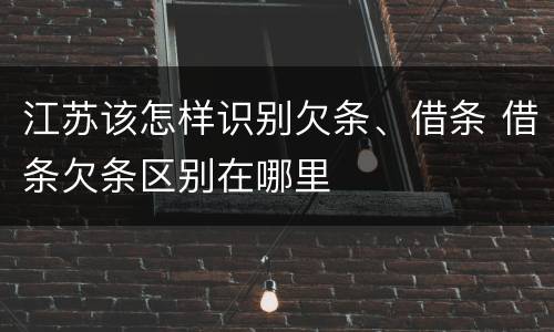 江苏该怎样识别欠条、借条 借条欠条区别在哪里