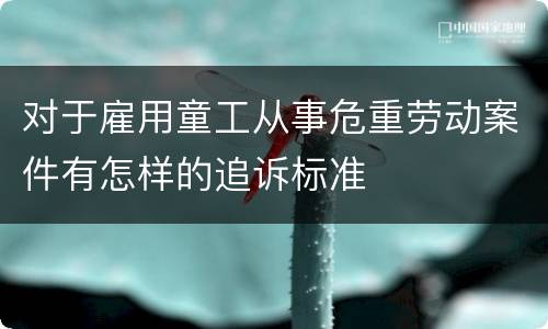 对于雇用童工从事危重劳动案件有怎样的追诉标准