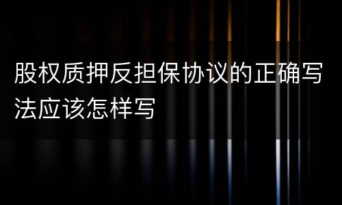 股权质押反担保协议的正确写法应该怎样写