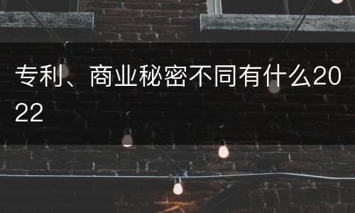 专利、商业秘密不同有什么2022