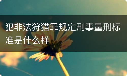犯非法狩猎罪规定刑事量刑标准是什么样