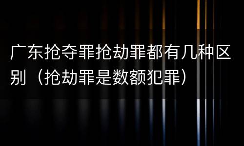 广东抢夺罪抢劫罪都有几种区别（抢劫罪是数额犯罪）
