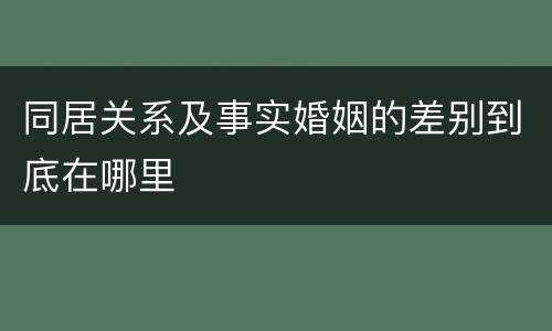 同居关系及事实婚姻的差别到底在哪里