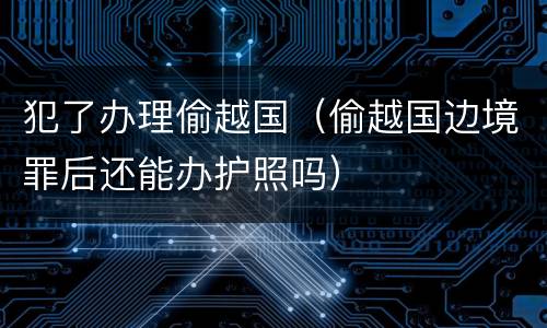 犯了办理偷越国（偷越国边境罪后还能办护照吗）