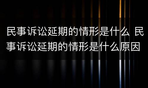 民事诉讼延期的情形是什么 民事诉讼延期的情形是什么原因