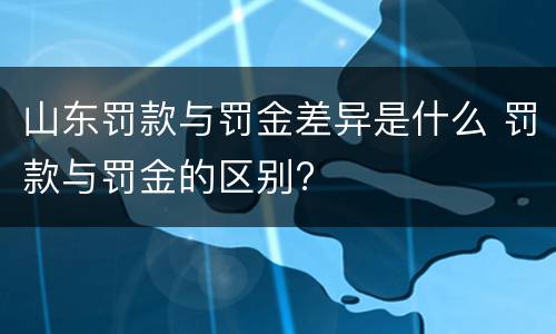 山东罚款与罚金差异是什么 罚款与罚金的区别?