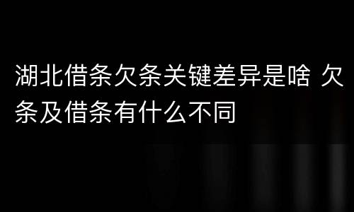 湖北借条欠条关键差异是啥 欠条及借条有什么不同