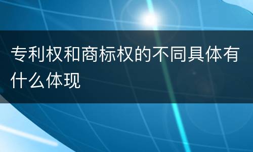 专利权和商标权的不同具体有什么体现