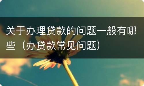 关于办理贷款的问题一般有哪些（办贷款常见问题）
