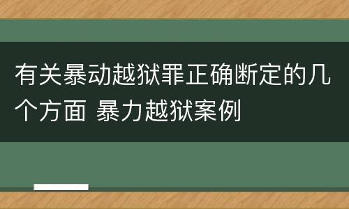 有关暴动越狱罪正确断定的几个方面 暴力越狱案例