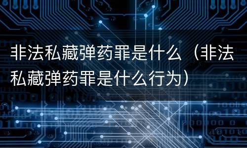 非法私藏弹药罪是什么（非法私藏弹药罪是什么行为）
