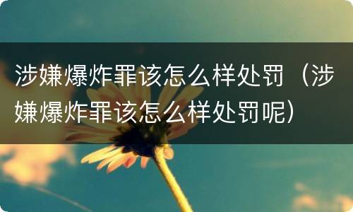涉嫌爆炸罪该怎么样处罚（涉嫌爆炸罪该怎么样处罚呢）