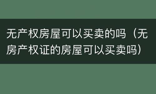 无产权房屋可以买卖的吗（无房产权证的房屋可以买卖吗）
