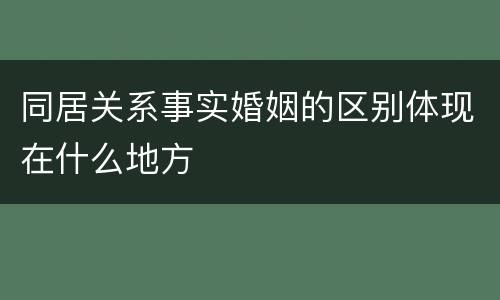同居关系事实婚姻的区别体现在什么地方
