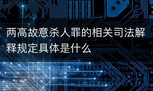 两高故意杀人罪的相关司法解释规定具体是什么