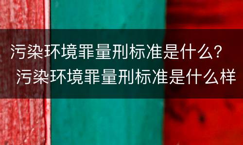 污染环境罪量刑标准是什么？ 污染环境罪量刑标准是什么样的