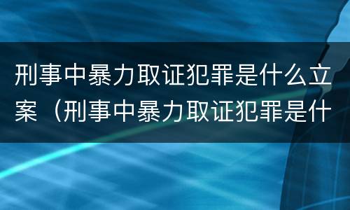 刑事中暴力取证犯罪是什么立案（刑事中暴力取证犯罪是什么立案标准）