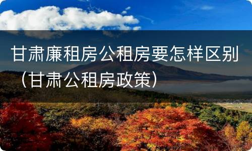 甘肃廉租房公租房要怎样区别（甘肃公租房政策）
