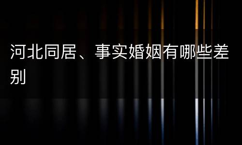河北同居、事实婚姻有哪些差别