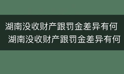 湖南没收财产跟罚金差异有何 湖南没收财产跟罚金差异有何区别