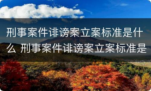 刑事案件诽谤案立案标准是什么 刑事案件诽谤案立案标准是什么呢