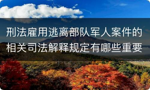 刑法雇用逃离部队军人案件的相关司法解释规定有哪些重要内容