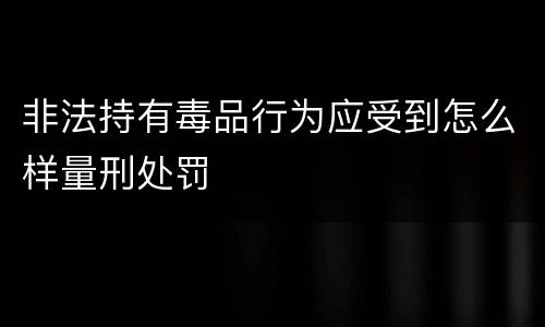非法持有毒品行为应受到怎么样量刑处罚