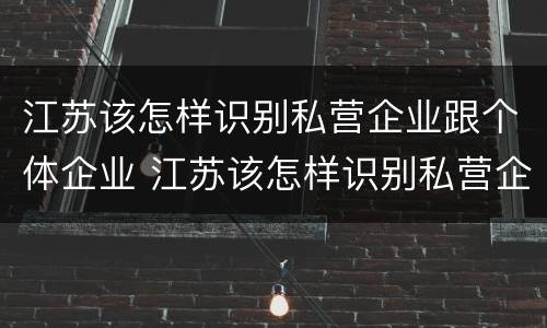 江苏该怎样识别私营企业跟个体企业 江苏该怎样识别私营企业跟个体企业的区别