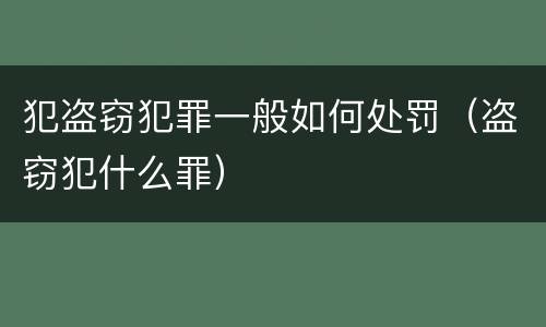 犯盗窃犯罪一般如何处罚（盗窃犯什么罪）