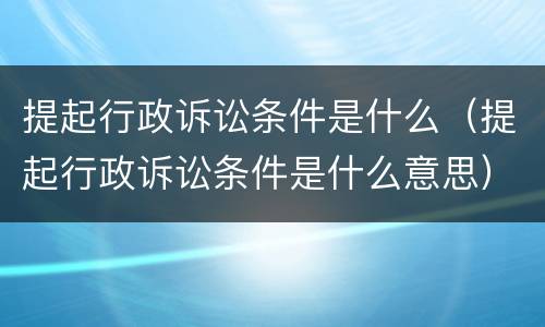 提起行政诉讼条件是什么（提起行政诉讼条件是什么意思）