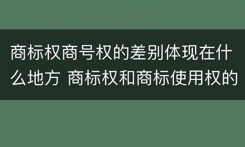 商标权商号权的差别体现在什么地方 商标权和商标使用权的区别