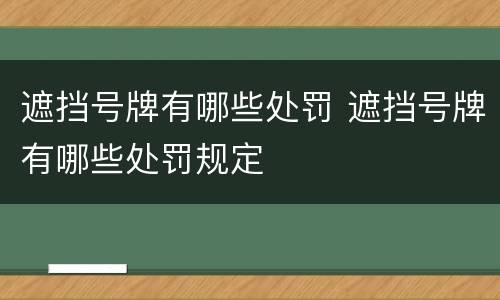 遮挡号牌有哪些处罚 遮挡号牌有哪些处罚规定