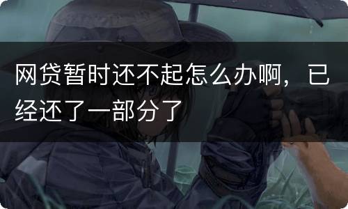 网贷暂时还不起怎么办啊，已经还了一部分了