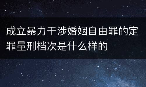 成立暴力干涉婚姻自由罪的定罪量刑档次是什么样的