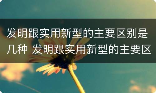 发明跟实用新型的主要区别是几种 发明跟实用新型的主要区别是几种