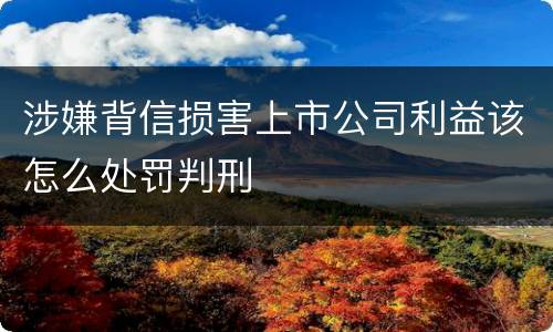 涉嫌背信损害上市公司利益该怎么处罚判刑