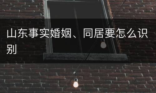 山东事实婚姻、同居要怎么识别