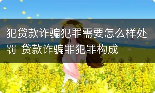 犯贷款诈骗犯罪需要怎么样处罚 贷款诈骗罪犯罪构成