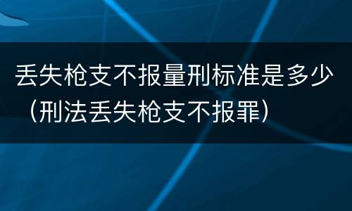 丢失枪支不报量刑标准是多少（刑法丢失枪支不报罪）