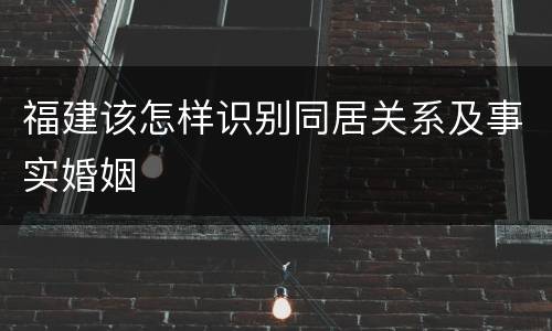 福建该怎样识别同居关系及事实婚姻