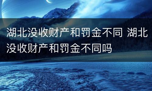湖北没收财产和罚金不同 湖北没收财产和罚金不同吗
