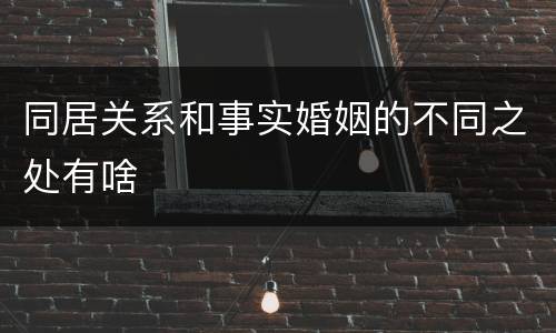 同居关系和事实婚姻的不同之处有啥