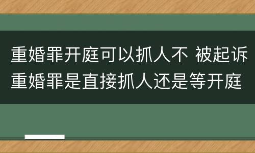 重婚罪开庭可以抓人不 被起诉重婚罪是直接抓人还是等开庭