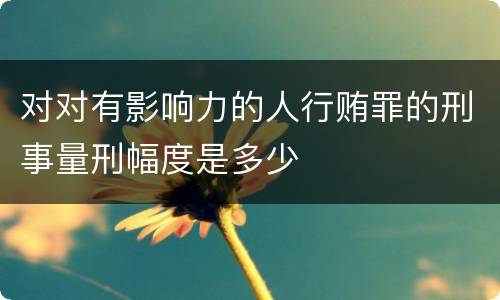 对对有影响力的人行贿罪的刑事量刑幅度是多少