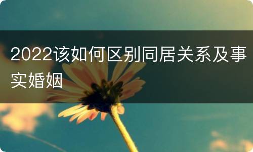 2022该如何区别同居关系及事实婚姻