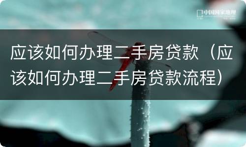 应该如何办理二手房贷款（应该如何办理二手房贷款流程）